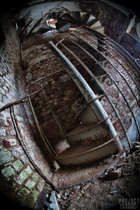 Castle Miranda aka Château Noisy - Iron spiral staircase to the clock tower